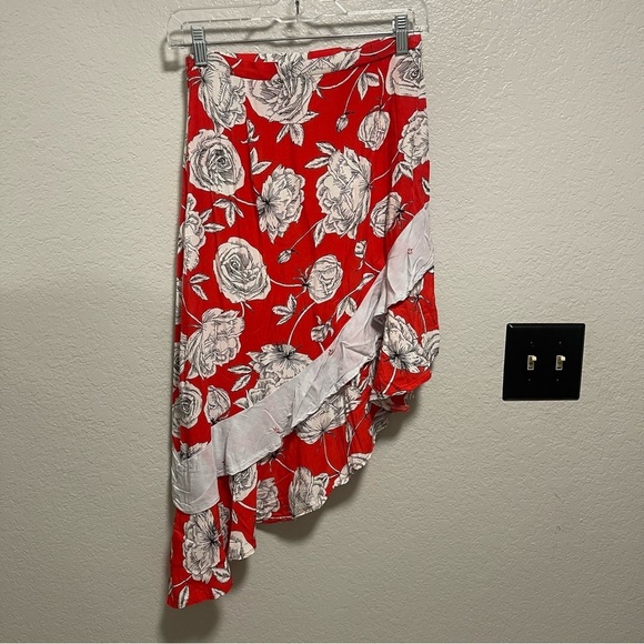 Jaase Anthropologie Floral Asymmetrical Tiered Floral Boho Skirt Size Small - Picture 4 of 6